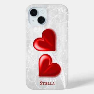 Red Hearts Personalised iPhone 15 Case