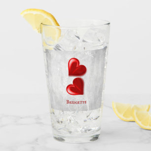 Red Hearts Personalised Glass Cup
