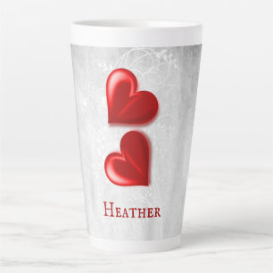 Red Hearts Personalised Latte Mug