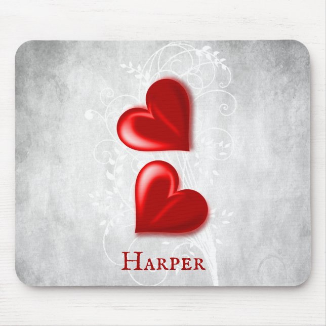Red Hearts Personalised Mouse Pad (Front)
