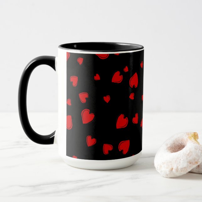 Red Hearts Personalised Mug (With Donut)