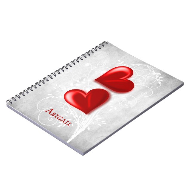 Red Hearts Personalised Notebook (Left Side)