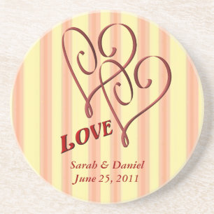 Red Hearts Personalised Wedding Gift Coaster