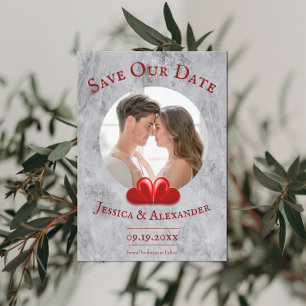 Red Hearts Photo Save The Date