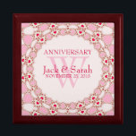 Red Hearts Pink Lace Wedding Anniversary Gift Box<br><div class="desc">Unique and Stylish fractal lace borders gorgeous pink & red hearts - Exquisite and elegant custom Wedding, Anniversary or engagement present. Personalise with names, anniversary date and monogram or numbers - made into a wonderful wooden gift box to keep trinkets, jewellery box for your special keepsakes. Makes a wonderful gift...</div>