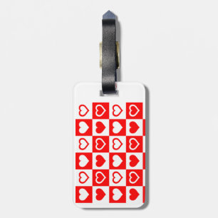 Red Hearts Plaid Pattern Thunder_Cove Luggage Tag