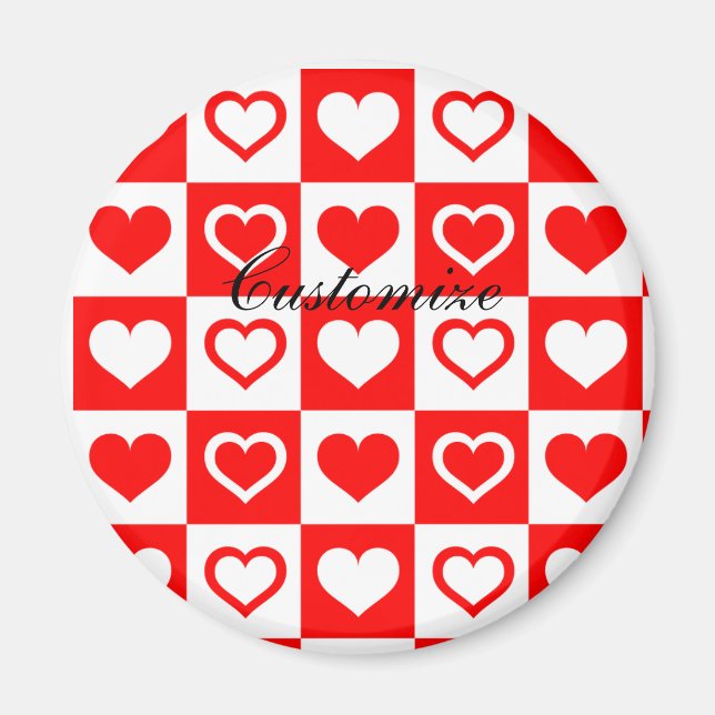 Red Hearts Plaid Pattern Thunder_Cove Magnet (Front)