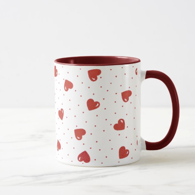 Red Hearts & Polka Dots Mug (Right)
