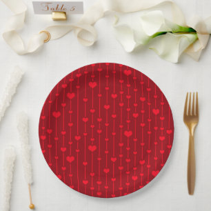 Red Hearts popular pattern Paper Plate