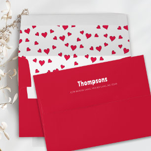 Red Hearts Return Address Custom Envelope