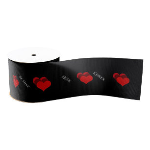 Red Hearts Ribbon Grosgrain Ribbon