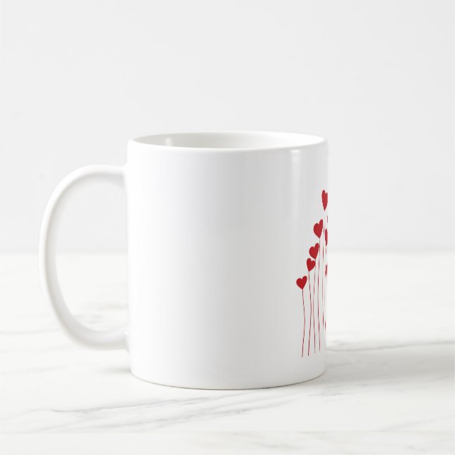 Red Hearts Romantic Mug – Love Gift for Couples (Left)