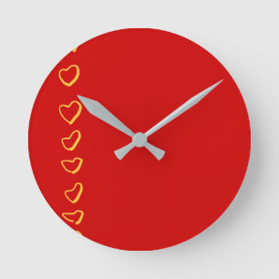 Red Hearts Round Clock