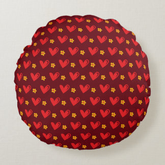 red hearts  round cushion