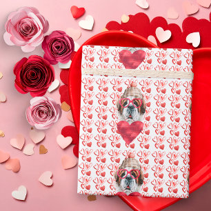 Red Hearts Saint Bernard Dog Lover Valentine Wrapping Paper