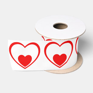 Red hearts satin ribbon