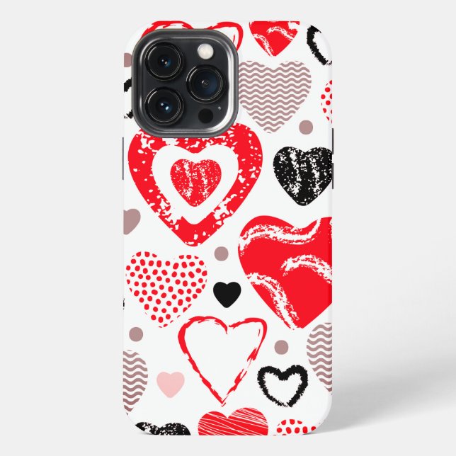 Red Hearts Seamless Pattern iPhone Case (Back)
