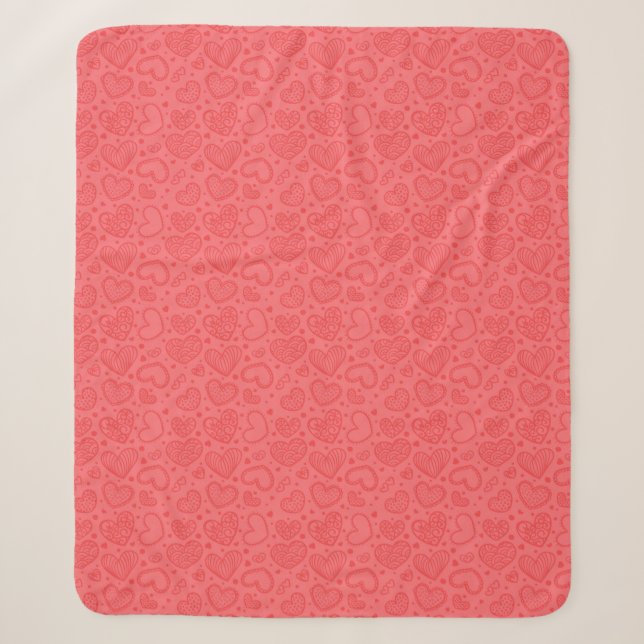 Red Hearts Sherpa Blanket (Front)