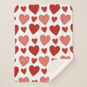 Red Hearts Sherpa Blanket