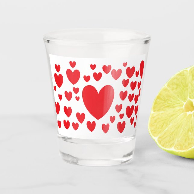 Red Hearts Shot Glass (Front)