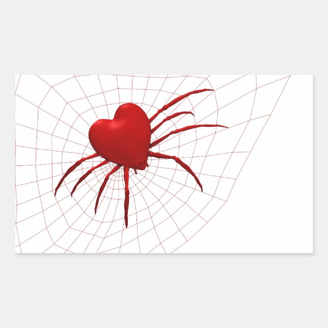 Red Hearts Spider Rectangular Sticker (Front)