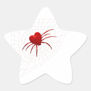 Red Hearts Spider Star Sticker