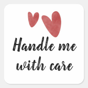 Red Hearts Sticker - Handle Me With Care, Fragile