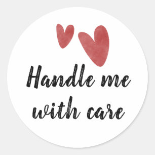Red Hearts Sticker - Handle Me With Care, Fragile
