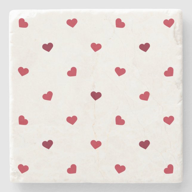 Red Hearts Stone Coaster (Front)