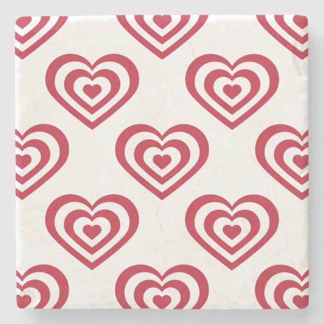Red Hearts Stone Coaster (Front)