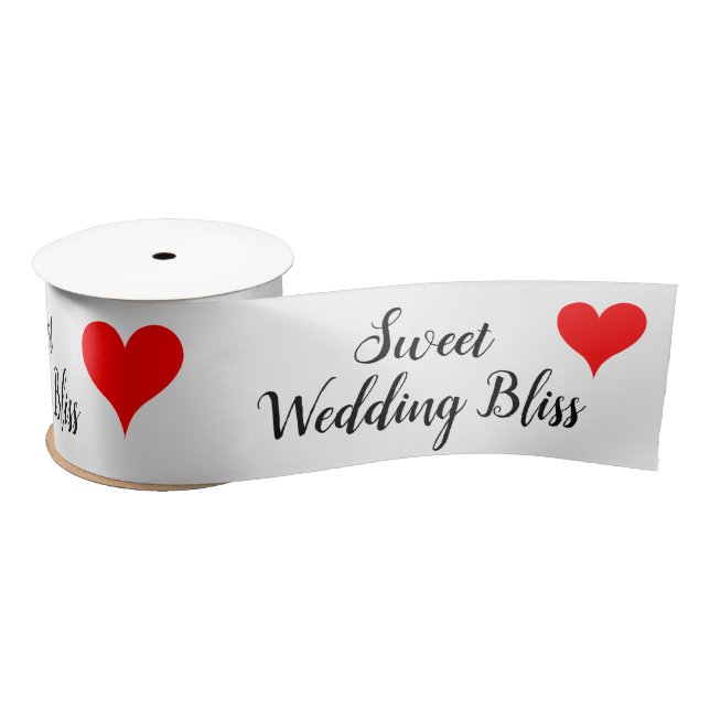 Red Hearts Sweet Wedding Bliss 3 INCH Satin Ribbon (Spool)