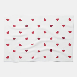 Red Hearts Tea Towel