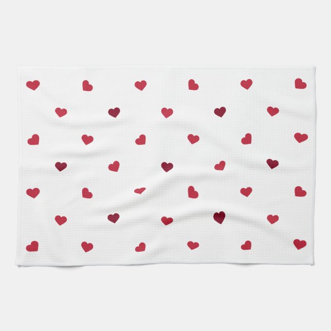Red Hearts Tea Towel (Horizontal)