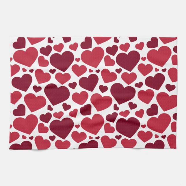 Red Hearts Tea Towel (Horizontal)