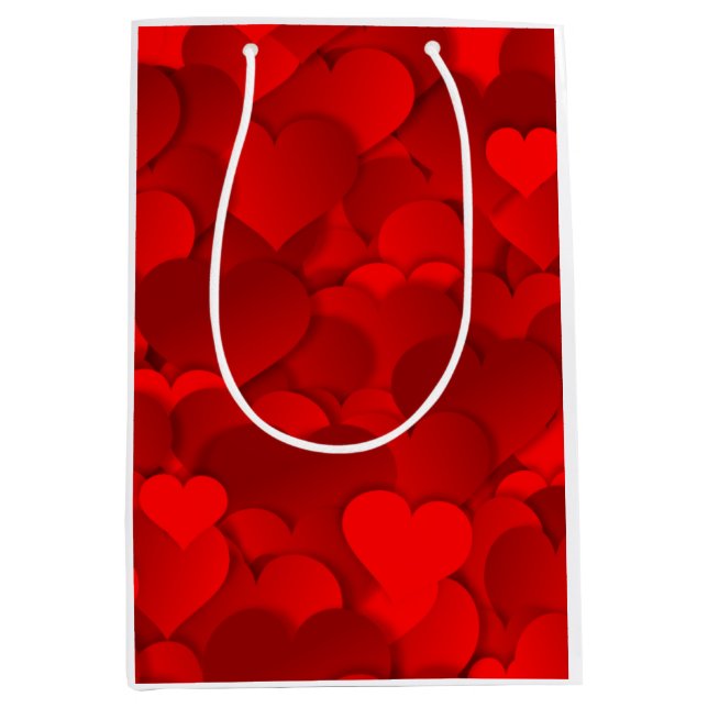 Red Hearts Texture Medium Gift Bag (Front)