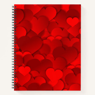 Red Hearts Texture Notebook