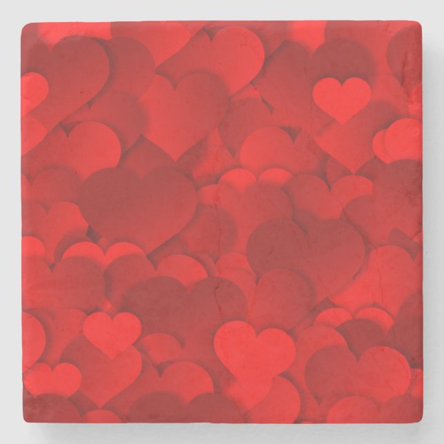 Red Hearts Texture Stone Coaster (Front)