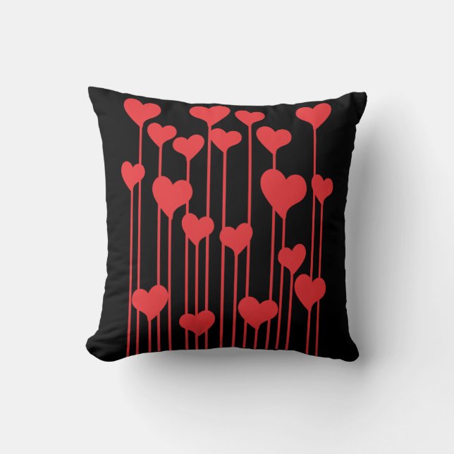 Red hearts Throw Pillow (Front)