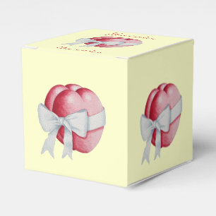 red hearts tied with white bows for weddings favour box