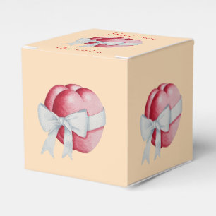 red hearts tied with white ribbon for weddings favour box