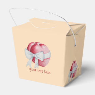 red hearts tied with white ribbon for weddings favour box