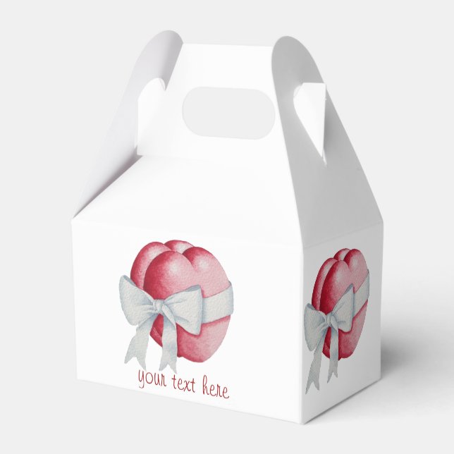 red hearts tied with white ribbon for weddings favour box (Back Side)