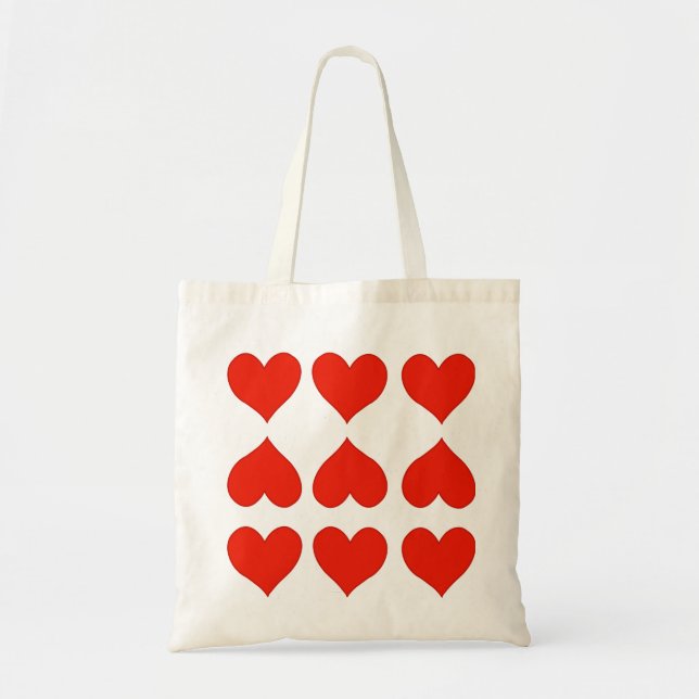 Red hearts tote bag (Front)