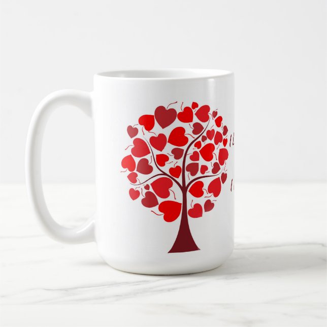 Red Hearts Tree Valentine Coffee Mug (Left)