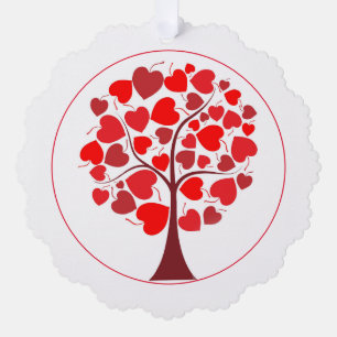 Red Hearts Tree Valentine Decoration Card