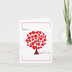 Red Hearts Tree Valentine Holiday Card
