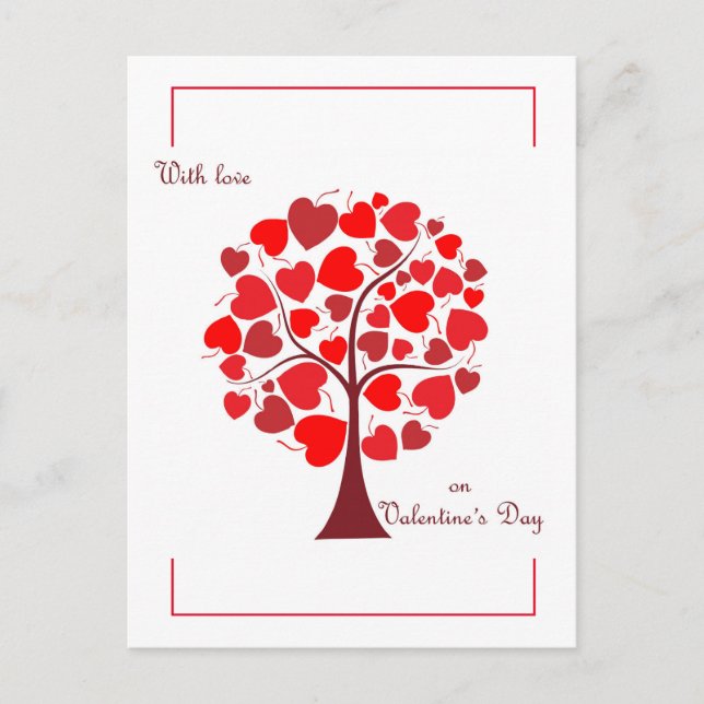 Red Hearts Tree Valentine Postcard (Front)