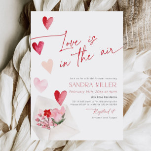 Red Hearts Valentine Bridal Shower Love in the Air Invitation