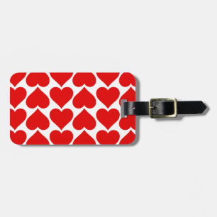 Red hearts Valentine geometric pattern Luggage Tag