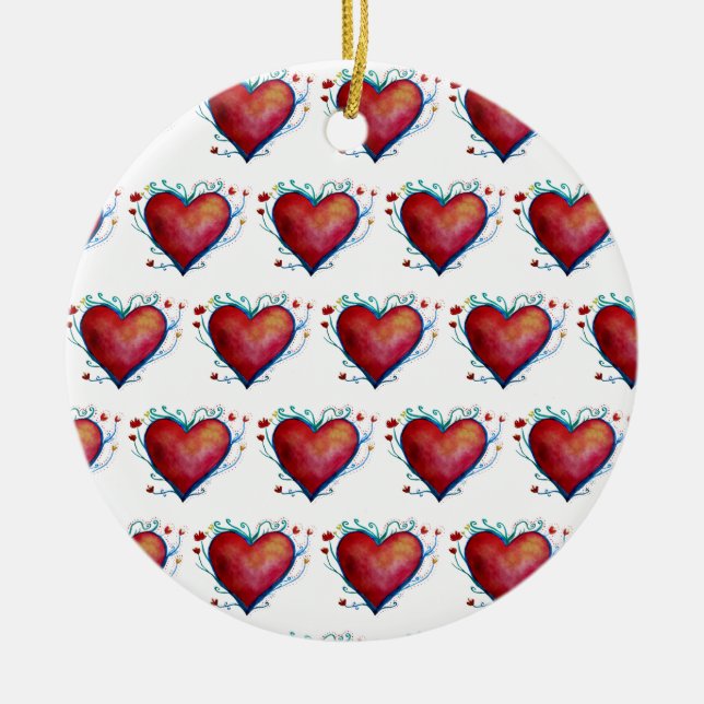 Red Hearts ,Valentine  Ornament (Front)